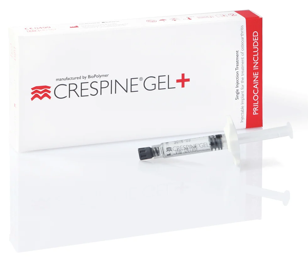 Crespine Gel+ box and prefilled syringe
